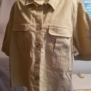Linen blend short button top/jacket